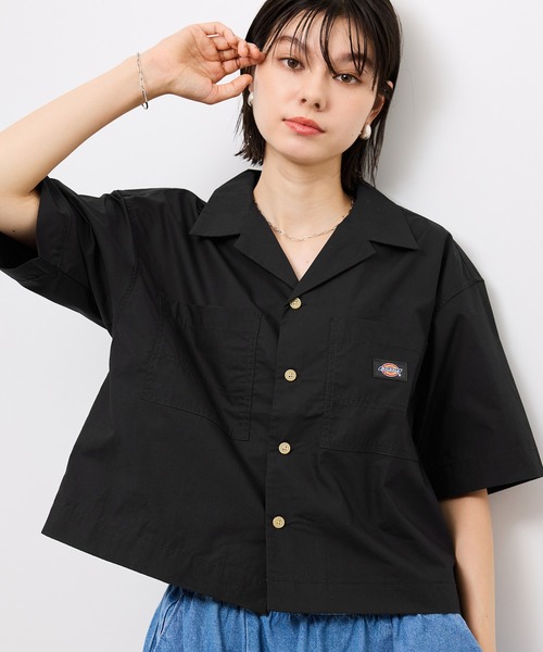 Dickies（ディッキーズ）の「【Dickies】コットンダンプクロップドシャツ（シャツ/ブラウス・レディース・サックスブルー/ホワイト系その他5/ブラック・38）」の9枚目の写真
