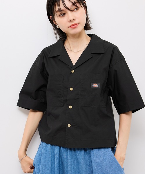 Dickies（ディッキーズ）の「【Dickies】コットンダンプクロップドシャツ（シャツ/ブラウス・レディース・サックスブルー/ホワイト系その他5/ブラック・38）」の10枚目の写真