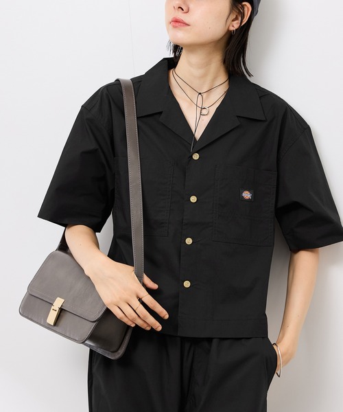 ブラウス シャツ 「Dickies」コットンダンプクロップドシャツ レディース Dickies】コットンダンプクロップドシャツ（シャツ/ブラウス