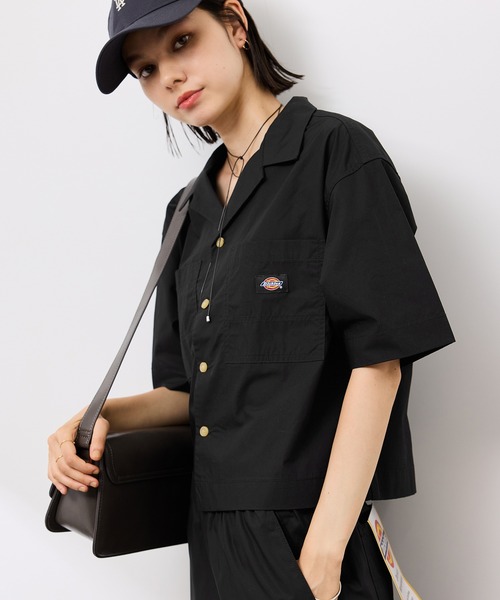 Dickies（ディッキーズ）の「【Dickies】コットンダンプクロップドシャツ（シャツ/ブラウス・レディース・サックスブルー/ホワイト系その他5/ブラック・38）」の16枚目の写真