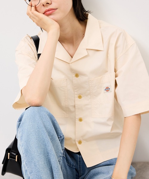 Dickies（ディッキーズ）の「【Dickies】コットンダンプクロップドシャツ（シャツ/ブラウス・レディース・サックスブルー/ホワイト系その他5/ブラック・38）」の20枚目の写真