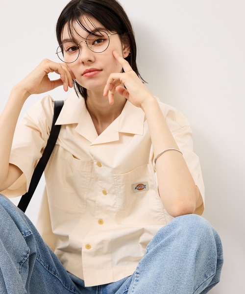 Dickies（ディッキーズ）の「【Dickies】コットンダンプクロップドシャツ（シャツ/ブラウス・レディース・サックスブルー/ホワイト系その他5/ブラック・38）」の22枚目の写真