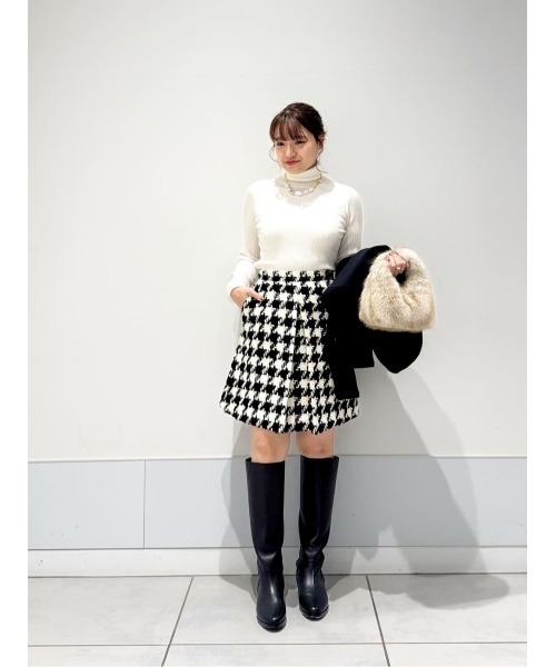 セール】【LOULOU WILLOUGHBY】ロービング千鳥タックミニスカート