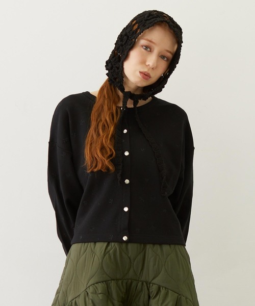 MILKFED.(ミルクフェド)の「EMBROIDERY SWEAT JACKET(スウェット・レディース・オフホワイト/ライトブルー/ブラック・ONE SIZE)」の3枚目の写真
