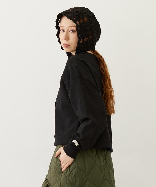 MILKFED.(ミルクフェド)の「EMBROIDERY SWEAT JACKET(スウェット・レディース・オフホワイト/ライトブルー/ブラック・ONE SIZE)」の5枚目の写真