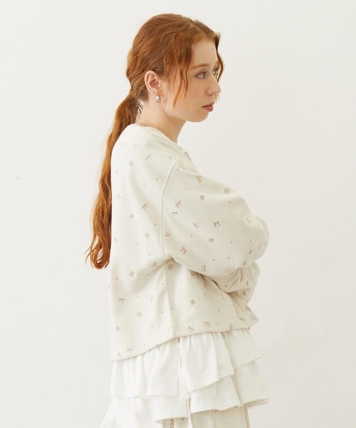 MILKFED.(ミルクフェド)の「EMBROIDERY SWEAT JACKET(スウェット・レディース・オフホワイト/ライトブルー/ブラック・ONE SIZE)」の10枚目の写真