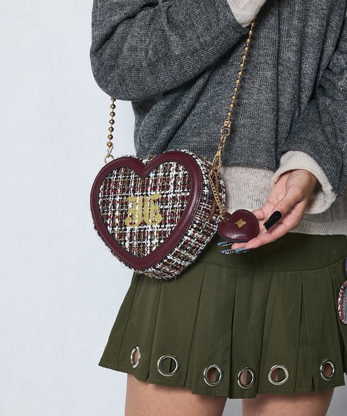 ジュエティ jouetie バッグ ショルダーバッグ JJツィード レディース 軽量 斜めがけ コンパクト ハート型 JUT-82230B jouetie/ジュエティ】ハートチャーム付 JJツィード ミニハート