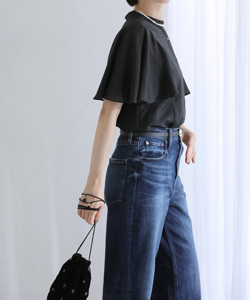 La TOTALITE（ラトータリテ）の「《WEB限定》【洗える】ケープスリーブシャツ（シャツ/ブラウス・レディース・マルチ/ブラック・FREE）」の14枚目の写真