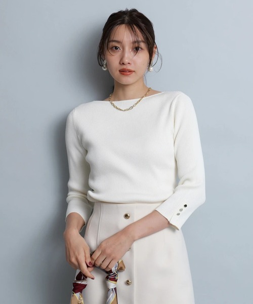 ボートネックリブニット（ニット/セーター）｜JUSGLITTY（ジャス