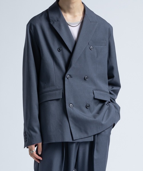 CasperJohn/ウールミックステーラードジャケット/ブルー/XS CasperJohn/ウールミックステーラードジャケット/ブルー/XS