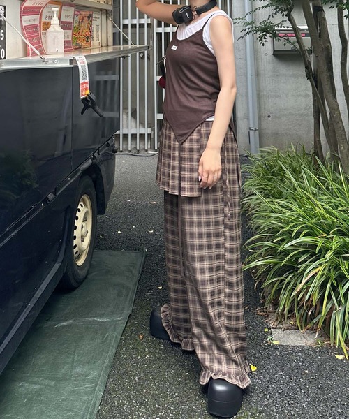 Alley Tokyo（アリートーキョー）の「フリフリのチェックパンツとプリーツの巻くやつのセット（その他パンツ・レディース・ボルドー/ブラウン・FREE）」の17枚目の写真