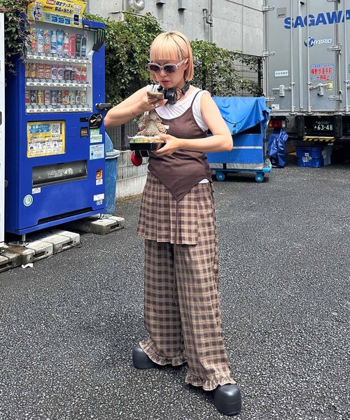 Alley Tokyo（アリートーキョー）の「フリフリのチェックパンツとプリーツの巻くやつのセット（その他パンツ・レディース・ボルドー/ブラウン・FREE）」の19枚目の写真