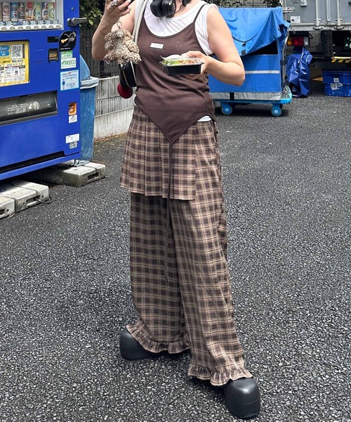 Alley Tokyo（アリートーキョー）の「フリフリのチェックパンツとプリーツの巻くやつのセット（その他パンツ・レディース・ボルドー/ブラウン・FREE）」の21枚目の写真