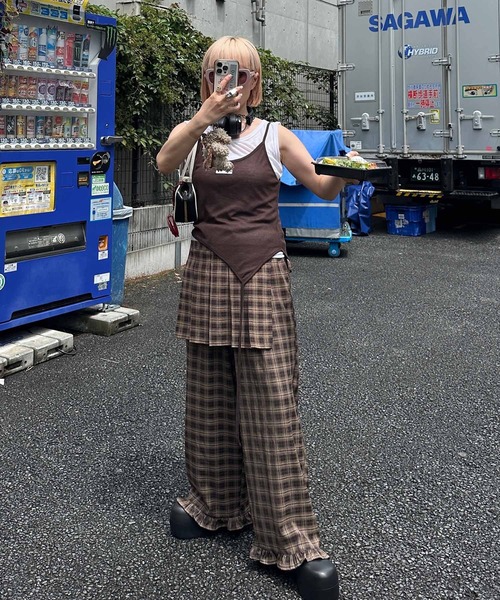 Alley Tokyo（アリートーキョー）の「フリフリのチェックパンツとプリーツの巻くやつのセット（その他パンツ・レディース・ボルドー/ブラウン・FREE）」の22枚目の写真