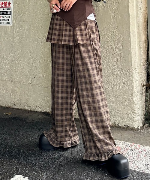Alley Tokyo（アリートーキョー）の「フリフリのチェックパンツとプリーツの巻くやつのセット（その他パンツ・レディース・ボルドー/ブラウン・FREE）」の16枚目の写真