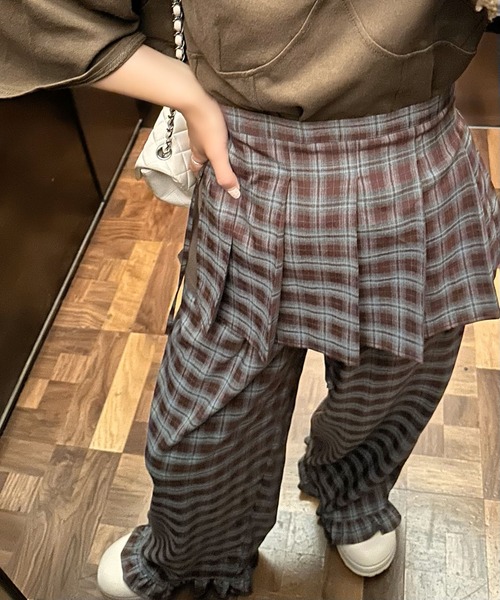 Alley Tokyo（アリートーキョー）の「フリフリのチェックパンツとプリーツの巻くやつのセット（その他パンツ・レディース・ボルドー/ブラウン・FREE）」の7枚目の写真
