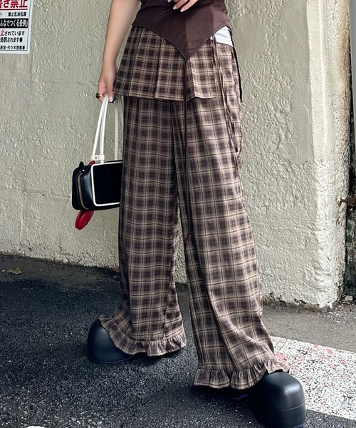 Alley Tokyo（アリートーキョー）の「フリフリのチェックパンツとプリーツの巻くやつのセット（その他パンツ・レディース・ボルドー/ブラウン・FREE）」の20枚目の写真