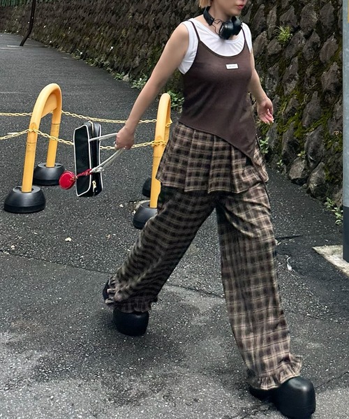 Alley Tokyo（アリートーキョー）の「フリフリのチェックパンツとプリーツの巻くやつのセット（その他パンツ・レディース・ボルドー/ブラウン・FREE）」の18枚目の写真