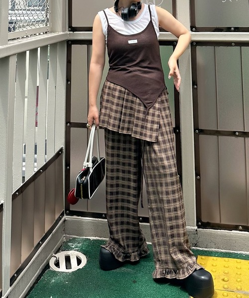 Alley Tokyo（アリートーキョー）の「フリフリのチェックパンツとプリーツの巻くやつのセット（その他パンツ・レディース・ボルドー/ブラウン・FREE）」の13枚目の写真