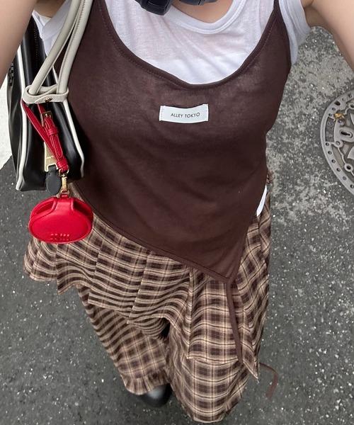 Alley Tokyo（アリートーキョー）の「フリフリのチェックパンツとプリーツの巻くやつのセット（その他パンツ・レディース・ボルドー/ブラウン・FREE）」の14枚目の写真