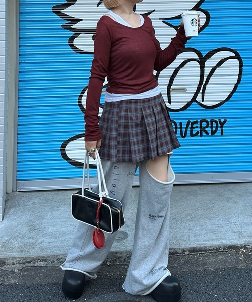Alley Tokyo（アリートーキョー）の「フリフリのチェックパンツとプリーツの巻くやつのセット（その他パンツ・レディース・ボルドー/ブラウン・FREE）」の10枚目の写真