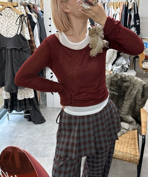 Alley Tokyo（アリートーキョー）の「フリフリのチェックパンツとプリーツの巻くやつのセット（その他パンツ・レディース・ボルドー/ブラウン・FREE）」の11枚目の写真