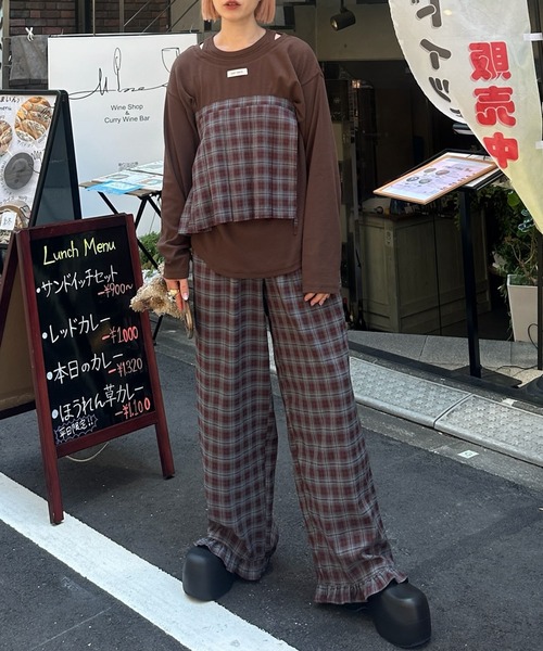 Alley Tokyo（アリートーキョー）の「フリフリのチェックパンツとプリーツの巻くやつのセット（その他パンツ・レディース・ボルドー/ブラウン・FREE）」の12枚目の写真