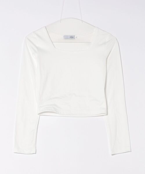 TONE SELECT WEAR(トーンセレクトウェア)の「【URGE:】スクエアネック クロップド丈 カットソー(Tシャツ/カットソー・レディース・ブラック/グレー/ホワイト・MEDIUM/LARGE/X-LARGE)」の11枚目の写真