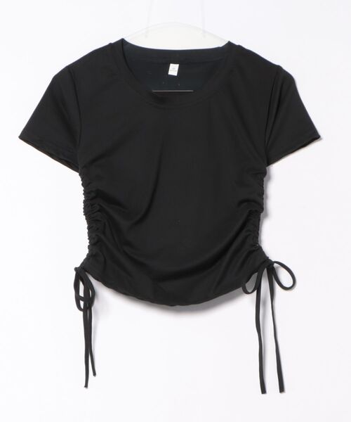styiro（スタイロ）の「サイド絞りダブルフェイスチビTシャツ トップス ショート丈（Tシャツ/カットソー・レディース・ブラック/ブラウン/ホワイト・M/XL）」の6枚目の写真