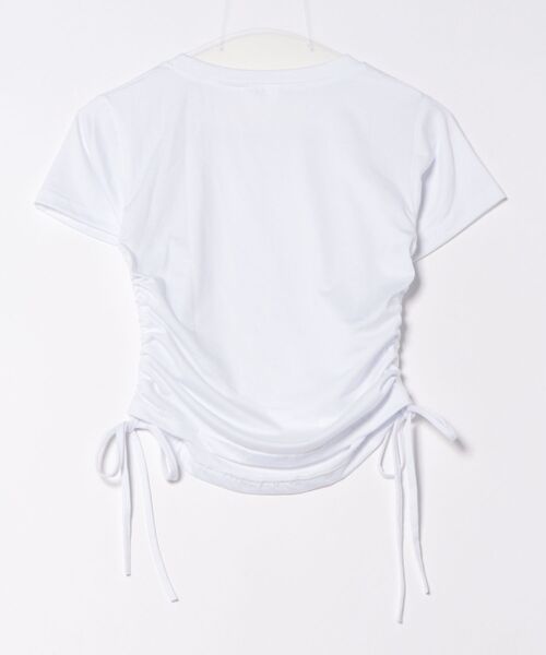 styiro（スタイロ）の「サイド絞りダブルフェイスチビTシャツ トップス ショート丈（Tシャツ/カットソー・レディース・ブラック/ブラウン/ホワイト・M/XL）」の8枚目の写真