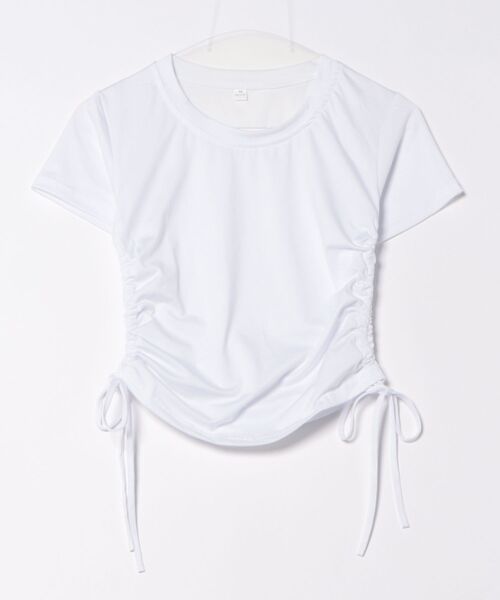 styiro（スタイロ）の「サイド絞りダブルフェイスチビTシャツ トップス ショート丈（Tシャツ/カットソー・レディース・ブラック/ブラウン/ホワイト・M/XL）」の7枚目の写真