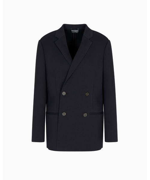 EMPORIO ARMANI（エンポリオアルマーニ）の「【エンポリオ アルマーニ】ダブルブレストジャケット ウール混紡 プレーンニット（テーラードジャケット・メンズ・ネイビー・46/48/50）」の2枚目の写真