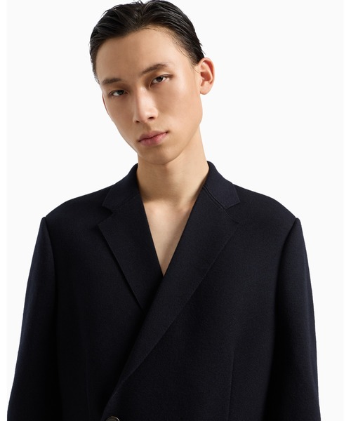 EMPORIO ARMANI（エンポリオアルマーニ）の「【エンポリオ アルマーニ】ダブルブレストジャケット ウール混紡 プレーンニット（テーラードジャケット・メンズ・ネイビー・46/48/50）」の4枚目の写真