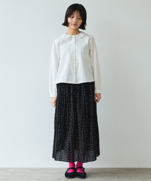 bulle de savon（ビュルデサボン）の「△《early spring》しわしわdot print ランダムタックスカート（スカート・レディース・ブラック・FREE）」の5枚目の写真