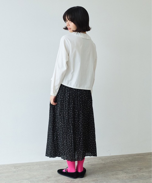 bulle de savon（ビュルデサボン）の「△《early spring》しわしわdot print ランダムタックスカート（スカート・レディース・ブラック・FREE）」の8枚目の写真