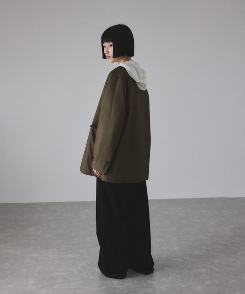 アダムエロペクアトロ　ノーカラーコクーンダウンコート　ダウン　比翼　ベージュ　S LE CERCLE par rope' ダウンコート ダウンジャケット 「ALLIED