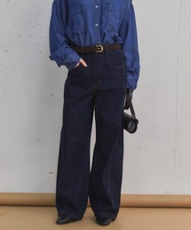 Doux archives | 【ウエストのサイズ調節可能】コクーンウエストダブルボタンデニムパンツ(デニムパンツ)