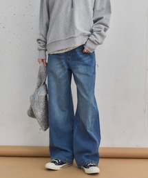 Doux archives | 【ウエストのサイズ調節可能】コクーンウエストダブルボタンデニムパンツ(デニムパンツ)