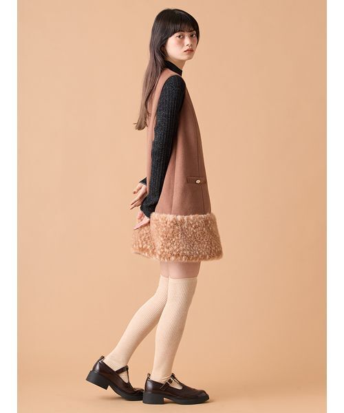 bunnylis ファーボレロ×チェックミニワンピ ファーボレロ×チェック