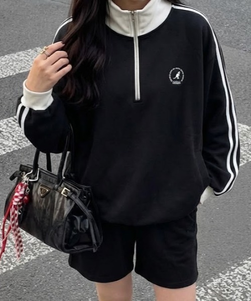 セール】【KANGOL】別注袖ラインバイカラーワンポイント刺繍ハーフ