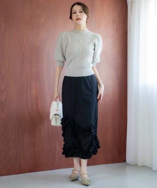 NOELA（ノエラ）の「モチーフフリルタイトスカート（スカート・レディース・ブラック/ベージュ/ブラウン・S/M）」の7枚目の写真