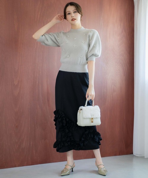 NOELA（ノエラ）の「モチーフフリルタイトスカート（スカート・レディース・ブラック/ベージュ/ブラウン・S/M）」の9枚目の写真