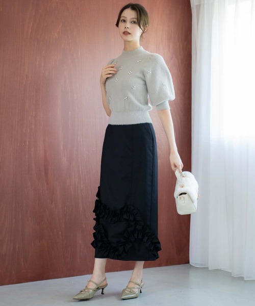 NOELA（ノエラ）の「モチーフフリルタイトスカート（スカート・レディース・ブラック/ベージュ/ブラウン・S/M）」の10枚目の写真