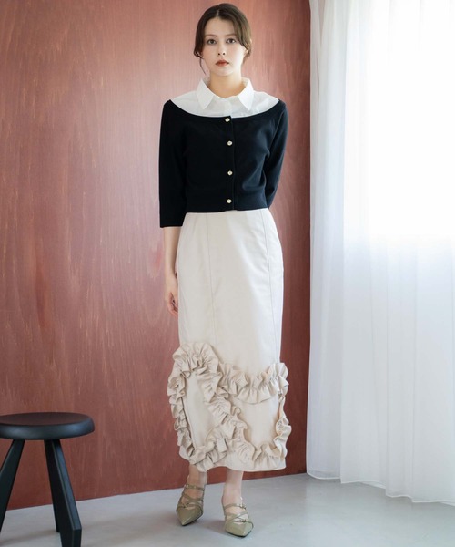 NOELA（ノエラ）の「モチーフフリルタイトスカート（スカート・レディース・ブラック/ベージュ/ブラウン・S/M）」の12枚目の写真
