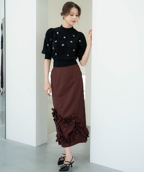 NOELA（ノエラ）の「モチーフフリルタイトスカート（スカート・レディース・ブラック/ベージュ/ブラウン・S/M）」の17枚目の写真