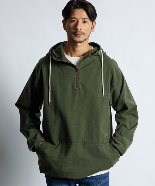 LANVIN en Bleu（ランバンオンブルー）の「サルファ染め オックスフォード シャツパーカー フードシャツ シャツアウター（シャツ/ブラウス・メンズ・カーキ/ブラック・52/50/48）」の2枚目の写真