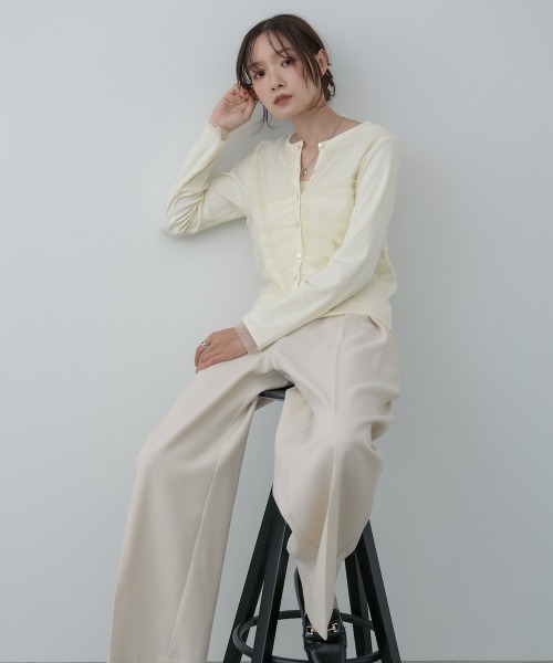 Bab（バブ）の「チュールギャザーカーディガン（カーディガン/ボレロ・レディース・ブラウン/ブラック/杢グレー/アイボリー・FREE）」の8枚目の写真