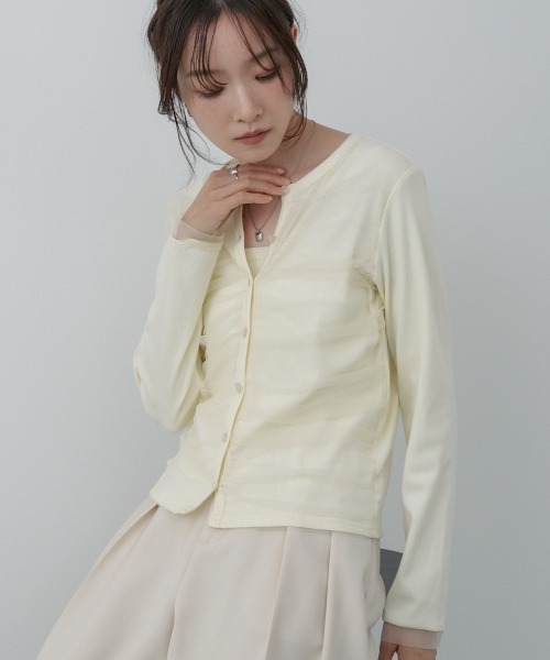 Bab（バブ）の「チュールギャザーカーディガン（カーディガン/ボレロ・レディース・ブラウン/ブラック/杢グレー/アイボリー・FREE）」の12枚目の写真