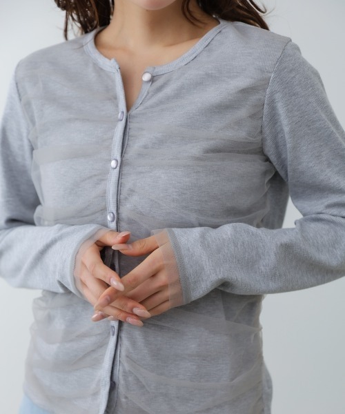 Bab（バブ）の「チュールギャザーカーディガン（カーディガン/ボレロ・レディース・ブラウン/ブラック/杢グレー/アイボリー・FREE）」の22枚目の写真