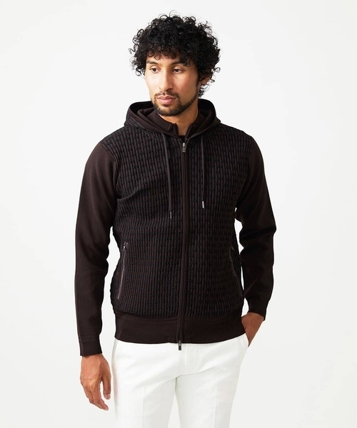 MICHEL KLEIN HOMME (ミッシェルクランオム)の「【セットアップ】ニットジップアップパーカー(パーカー・メンズ・ブラック/ライトグレー/ブラウン・MEDIUM/LARGE/X-LARGE)」の19枚目の写真